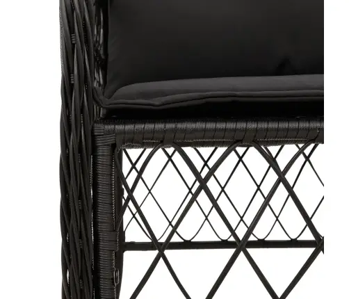 5-Osaline Aiamööbli Komplekt Patjadega, Must, Polürotang