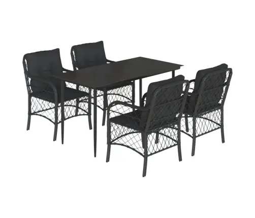 Sodo Komplektas Su Pagalvėlėmis, 5 Dalių, Juodas, Poliratanas