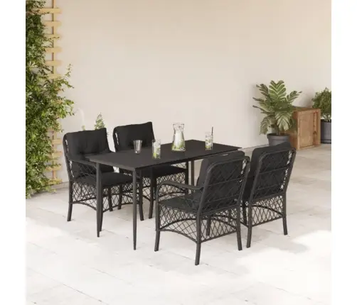 Sodo Komplektas Su Pagalvėlėmis, 5 Dalių, Juodas, Poliratanas