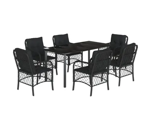 Sodo Komplektas Su Pagalvėlėmis, 7 Dalių, Juodas, Poliratanas