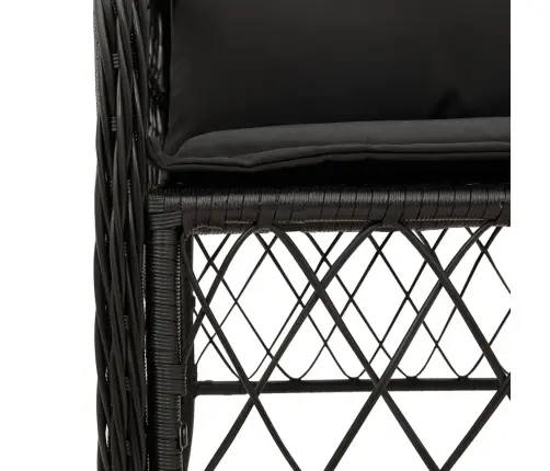 Sodo Komplektas Su Pagalvėlėmis, 7 Dalių, Juodas, Poliratanas