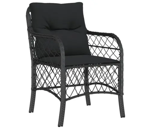 7-Osaline Aiamööblikomplekt Patjadega, Must, Polürotang