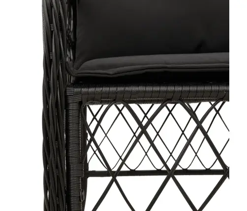 7-Osaline Aiamööblikomplekt Patjadega, Must, Polürotang