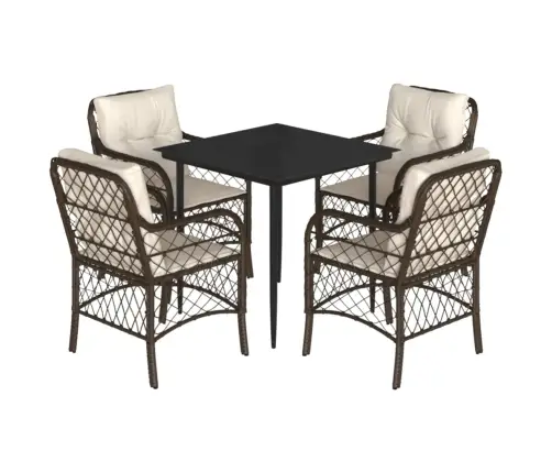 5-Daļīgs Dārza Mēbeļu Komplekts Ar Matračiem, Pe Rotangpalma Vidaxl