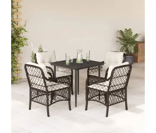 5-Daļīgs Dārza Mēbeļu Komplekts Ar Matračiem, Pe Rotangpalma Vidaxl