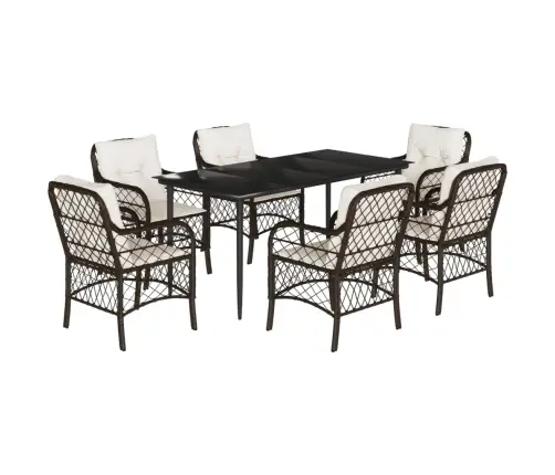 Sodo Komplektas Su Pagalvėlėmis, 7 Dalių, Rudas, Poliratanas