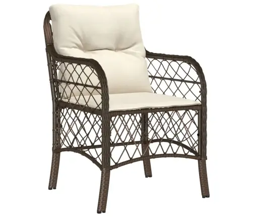 Sodo Komplektas Su Pagalvėlėmis, 7 Dalių, Rudas, Poliratanas