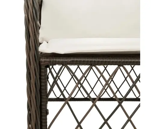 Sodo Komplektas Su Pagalvėlėmis, 7 Dalių, Rudas, Poliratanas