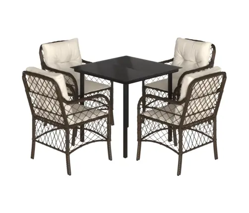 5-Daļīgs Dārza Mēbeļu Komplekts Ar Matračiem, Pe Rotangpalma Vidaxl