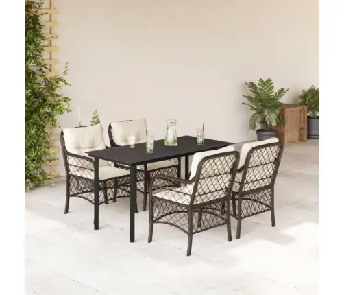 5-Daļīgs Dārza Mēbeļu Komplekts Ar Matračiem, Pe Rotangpalma Vidaxl