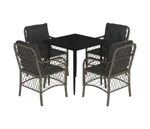 5-Daļīgs Dārza Mēbeļu Komplekts, Matrači, Pelēka Pe Rotangpalma Vidaxl