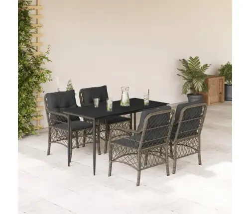 5-Daļīgs Dārza Mēbeļu Komplekts, Matrači, Pelēka Pe Rotangpalma Vidaxl