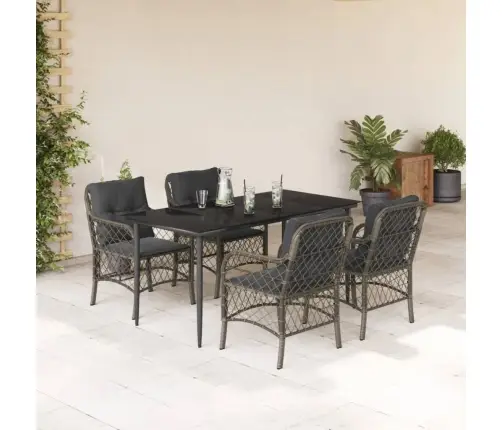 5-Daļīgs Dārza Mēbeļu Komplekts, Matrači, Pelēka Pe Rotangpalma Vidaxl 5-Daļīgs Dārza Mēbeļu Komplekts, Matrači, Pelēka Pe Rotangpalma Vidaxl