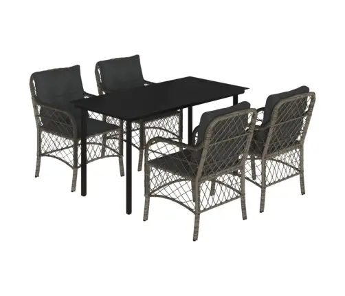 Sodo Komplektas Su Pagalvėlėmis, 5 Dalių, Pilkas, Poliratanas