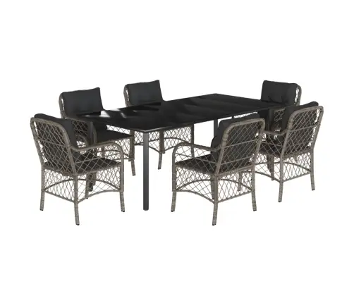 7-Osaline Aiamööbli Komplekt Patjadega, Hall, Polürotang