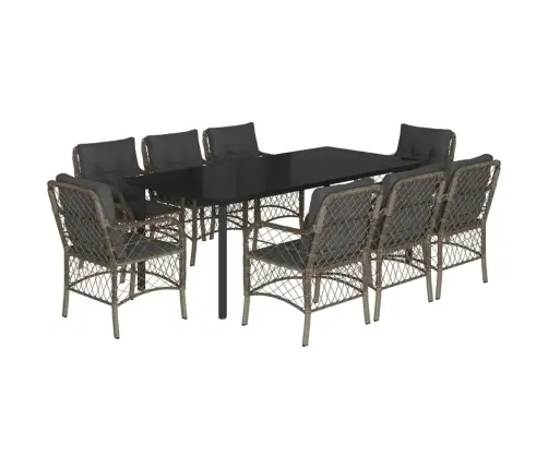 9-Osaline Aiamööbli Komplekt Patjadega, Hall, Polürotang