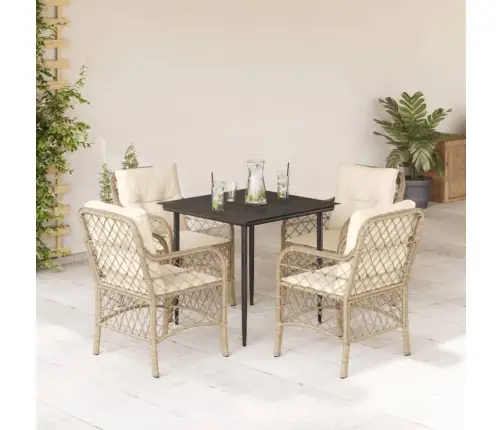 5-Osaline Aiamööbli Komplekt Patjadega, Beež, Polürotang