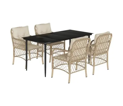 5-Osaline Aiamööbli Komplekt Patjadega, Beež, Polürotang