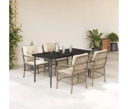 5-Osaline Aiamööbli Komplekt Patjadega, Beež, Polürotang