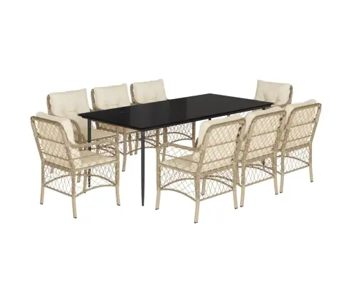 9-Daļīgs Virtuves Mēbeļu Komplekts Ar Matračiem, Pe Rotangpalma Vidaxl