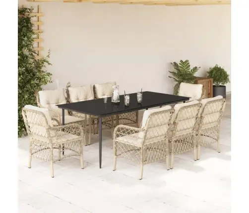 9-Daļīgs Virtuves Mēbeļu Komplekts Ar Matračiem, Pe Rotangpalma Vidaxl