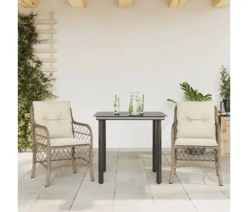 3-Daļīgs Bistro Mēbeļu Komplekts, Matrači, Bēša Pe Rotangpalma Vidaxl