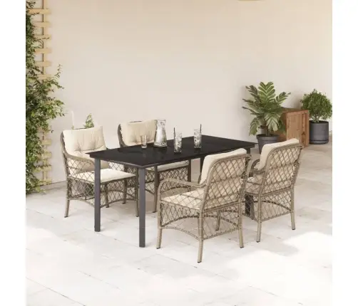 5-Osaline Aiamööbli Komplekt Patjadega, Beež, Polürotang