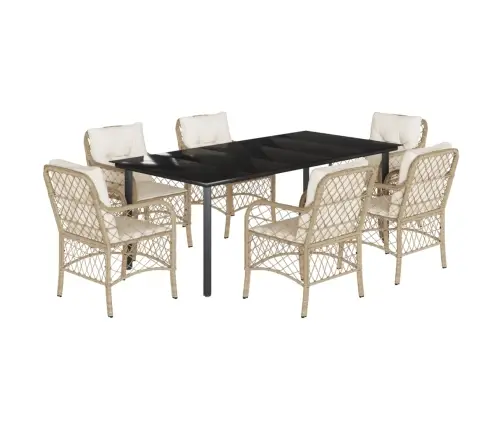 7-Osaline Aiamööbli Komplekt Patjadega, Beež, Polürotang