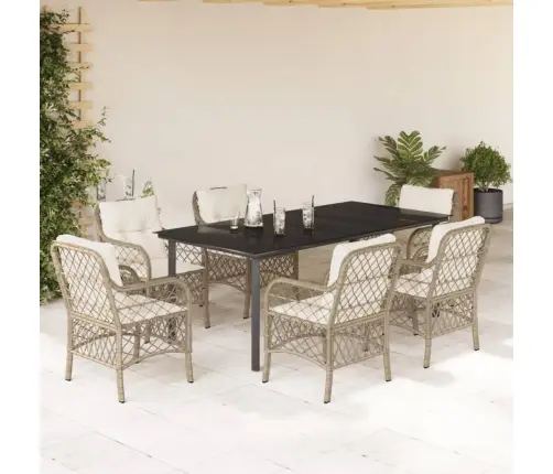 7-Osaline Aiamööbli Komplekt Patjadega, Beež, Polürotang