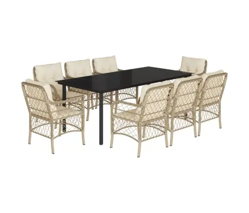 9-Osaline Aiamööbli Komplekt Patjadega, Beež, Polürotang