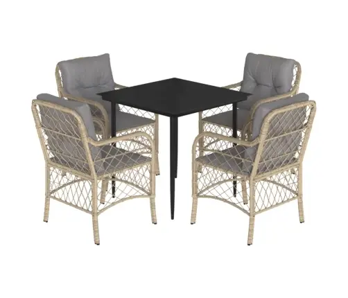 5-Daļīgs Dārza Mēbeļu Komplekts Ar Matračiem, Pe Rotangpalma Vidaxl