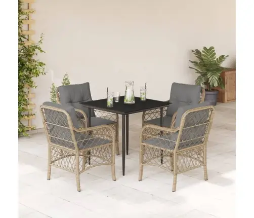 5-Daļīgs Dārza Mēbeļu Komplekts Ar Matračiem, Pe Rotangpalma Vidaxl