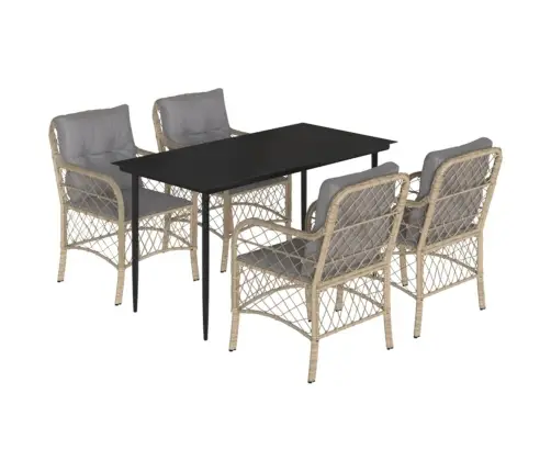 5-Daļīgs Dārza Mēbeļu Komplekts Ar Matračiem, Pe Rotangpalma Vidaxl