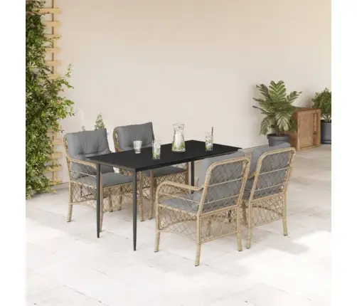 5-Daļīgs Dārza Mēbeļu Komplekts Ar Matračiem, Pe Rotangpalma Vidaxl