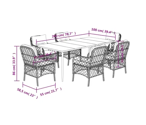 Sodo Komplektas Su Pagalvėlėmis, 7 Dalių, Smėlio, Poliratanas