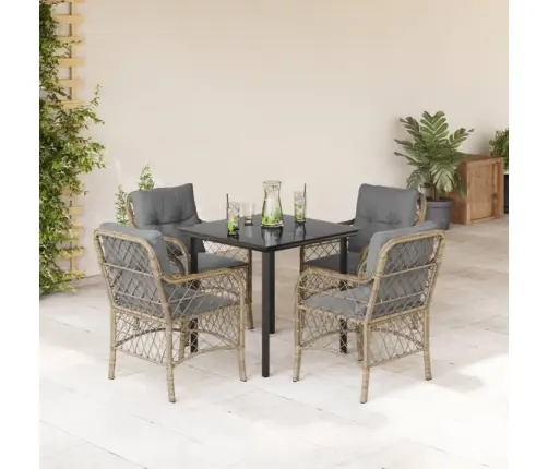 5-Daļīgs Dārza Mēbeļu Komplekts Ar Matračiem, Pe Rotangpalma Vidaxl