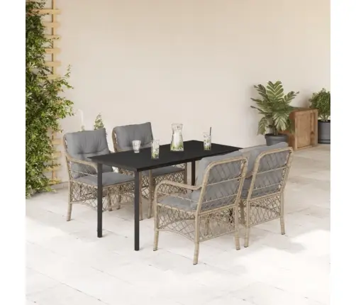 Sodo Komplektas Su Pagalvėlėmis, 5 Dalių, Smėlio, Poliratanas