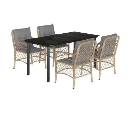 5-Osaline Aia Söögimööbli Komplekt Patjadega, Beežid Toonid