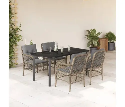 5-Osaline Aia Söögimööbli Komplekt Patjadega, Beežid Toonid