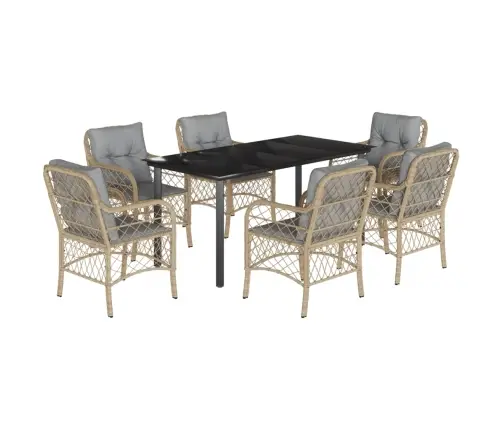 7-Daļīgs Virtuves Mēbeļu Komplekts Ar Matračiem,Pe Rotangpalma Vidaxl