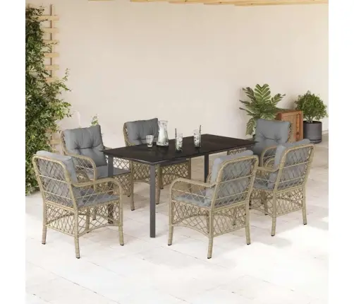 7-Daļīgs Virtuves Mēbeļu Komplekts Ar Matračiem,Pe Rotangpalma Vidaxl