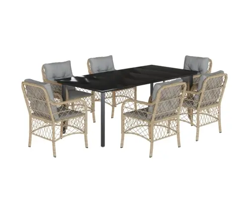 7-Daļīgs Virtuves Mēbeļu Komplekts Ar Matračiem,Pe Rotangpalma Vidaxl