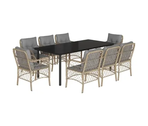 9-Daļīgs Virtuves Mēbeļu Komplekts Ar Matračiem, Pe Rotangpalma Vidaxl