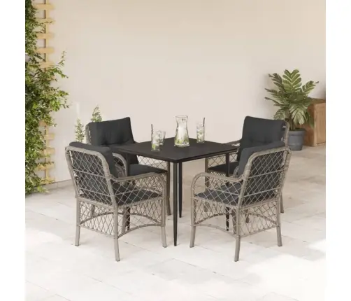 5-Osaline Aiamööbli Komplekt Patjadega, Helehall, Polürotang