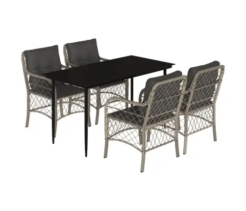 5-Daļīgs Dārza Mēbeļu Komplekts, Matrači,Gaiši Pelēka Pe Pinums Vidaxl