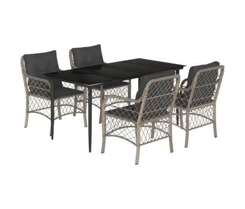 5-Osaline Aiamööbli Komplekt Patjadega, Helehall, Polürotang