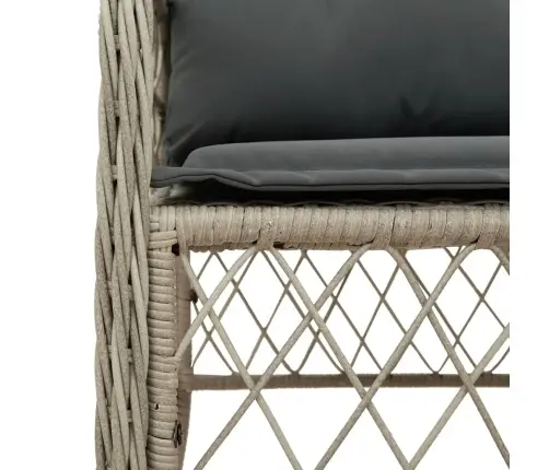 7-Osaline Aiamööbli Komplekt Patjadega, Helehall, Polürotang