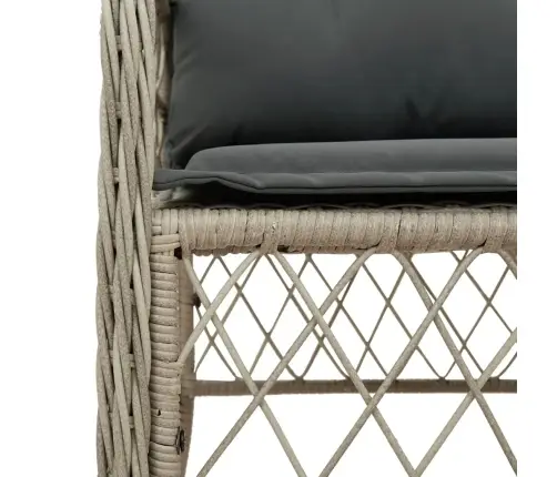 7-Osaline Aiamööbli Komplekt Patjadega, Helehall, Polürotang