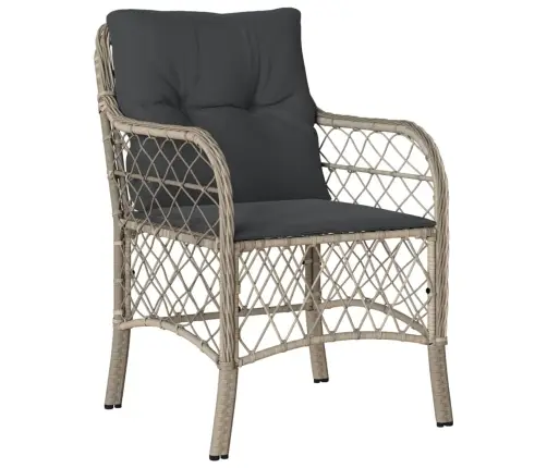 3-Daļīgs Bistro Mēbeļu Komplekts, Matrači,Pelēka Pe Rotangpalma Vidaxl