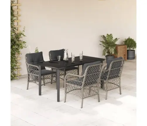 5-Daļīgs Dārza Mēbeļu Komplekts, Matrači,Gaiši Pelēka Pe Pinums Vidaxl